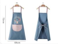 Delantal de cocina impermeable, delantal de barbacoa ajustable con bolsillo, lindo delantal de conejo-Azul - details 0