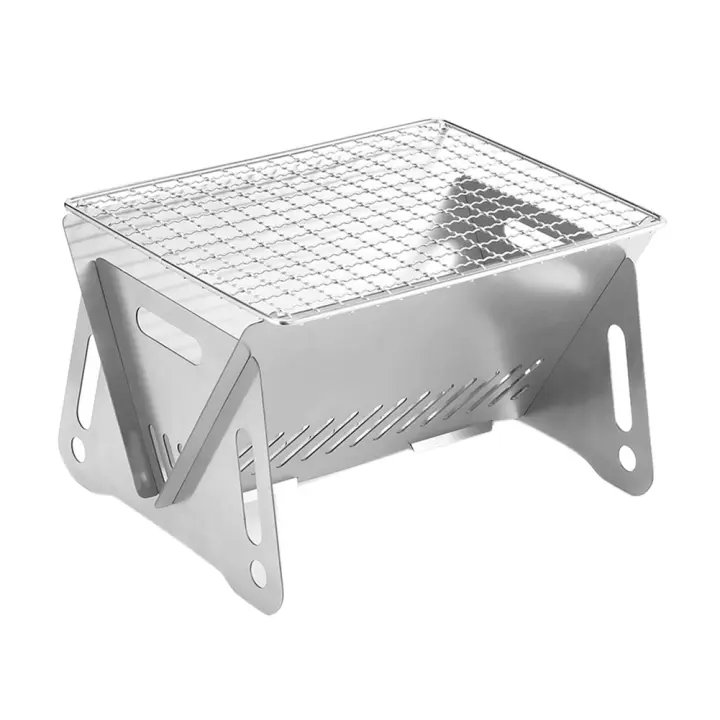 Parrilla de barbacoa plegable para exteriores, estufa de leña portátil de acero inoxidable para Patio, Camping - 1