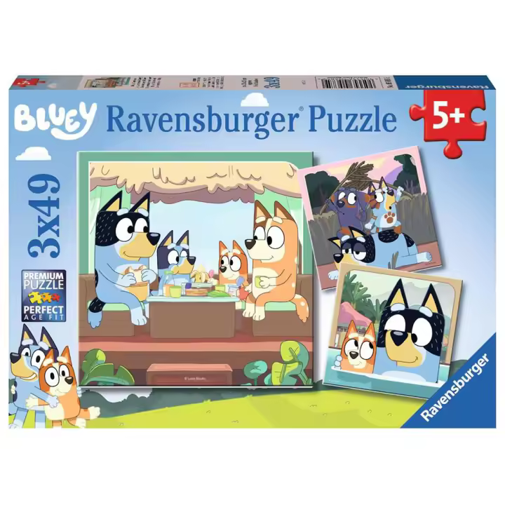 RAVENSBURGER PUZLES DE BLUEY 3 X 49 PIEZAS, 05685, TIENDA CON LICENCIA OFICIAL - 1