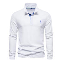 POLO de algodón con solapa nueva para hombre, camisa informal de moda con bordado de cervatillo, manga larga, primavera y otoño, 2024 - details 4
