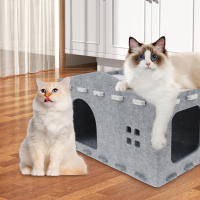 Casa De Gato De Dos Capas En Piel De Manta Mueble Multifuncional Para Mascotas Pequeñas Cama Desmontable Para Gato Perro Bebé - details 7