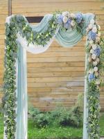 Guirnalda De Hojas De Eucalipto Artificiales Verdes Con Flores Y Bayas Blancas 1pc Decoración Para Bodas Y Fiestas En Casa - details 2