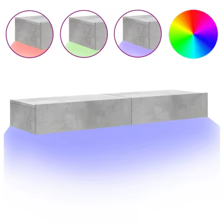 vidaXL Muebles de TV con luces LED 2 uds 60x35x15,5 cm, Mueble de Salon, Mueble TV, Mueble TV salon, Mesa de TV, Mueble tele - 1