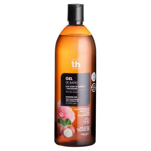Thader Pharma Gel de baño con Polifenoles y Aceites de Camelia y Macadamia para todo tipo de pieles, 1000 ml - 1