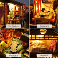 VDSTAR Casa de muñecas en miniatura con muebles, kit de casa de muñecas de madera a prueba de polvo, idea creativa de habitación (casa de jardín japonés) - details 2