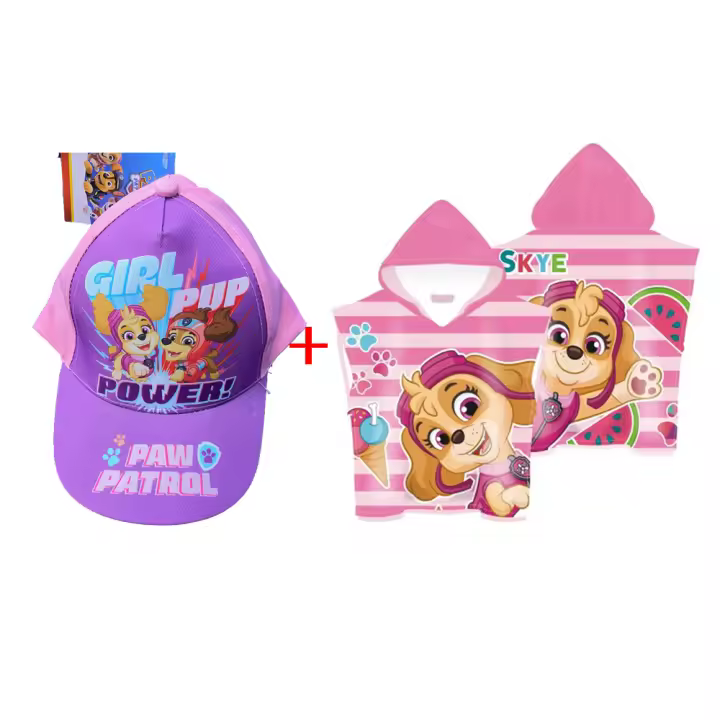 set gorra y poncho polyester 50*100cm paw patrol - 1