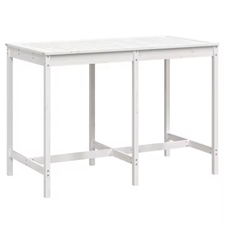 Mesa de Jardín Madera Maciza Pino Blanco 159,5x82,5x110 cm - 1