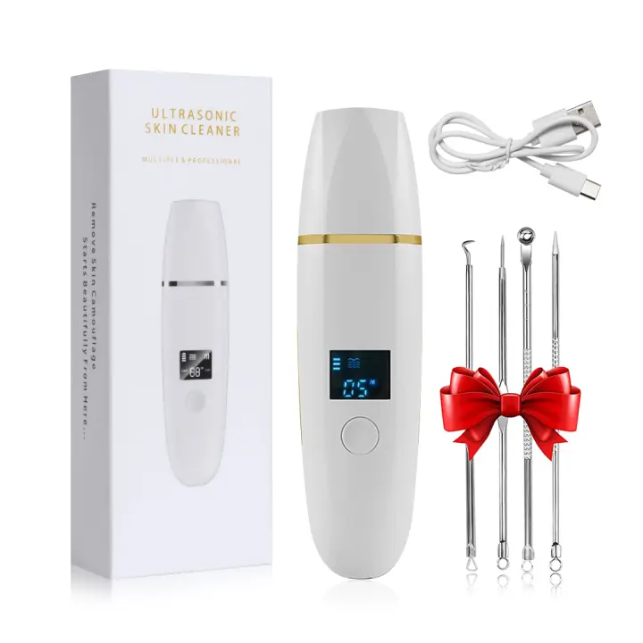 Limpieza Facial Profunda Con Raspador Ultrasonido Eliminador De Acné Y Arrugas Rejuvenecimiento De Cuero USB Recargable Plástico - 1