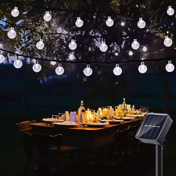 Luces De Cadena Solar LED Para Exterior Con 8 Modos De Iluminación Bola Burbuja Para Jardín Bodas Camping Fiestas De Navidad Decoración - 1