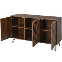 Aparador, exclusivo aparador de Tres Puertas con detalles elegantes y Espacio de almacenamiento Amplio. La Puerta está hecha de Chapa de Madera maciza Y tiene una sensación cóncava y convexa. Incluye laminado. Gabinete pequeño de Oro G - details 2