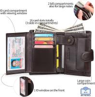 Cartera Hombre de cuero, Billetera with Bloqueador RFID, Cartera Vertical para Hombre with 19 Ranuraspara Tarjetas, 3 Ranuraspara Billetes, 1 Bolso para Monedaswith Bot N - details 2