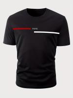 Camiseta De Algodón 100% Para Hombre Verano Ajuste Suelto Impresa En Negro Y Blanco Moda Casual Para Viajes Lavable a Máquina - details 3