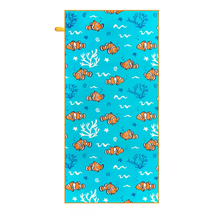 Toalla Microfibra,Toalla de gimnasio y fitness o uso en playa, 70 X 140 cm, Ligera y Secado rápido, Toalla de Baño con diseño original "Pez Payaso" - 1