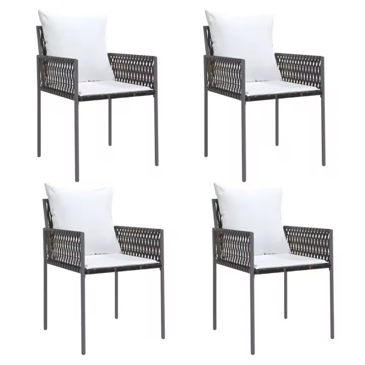 vidaXL Sillas jardín y cojines 4 uds ratán sintético marrón 54x61x83cm - 1