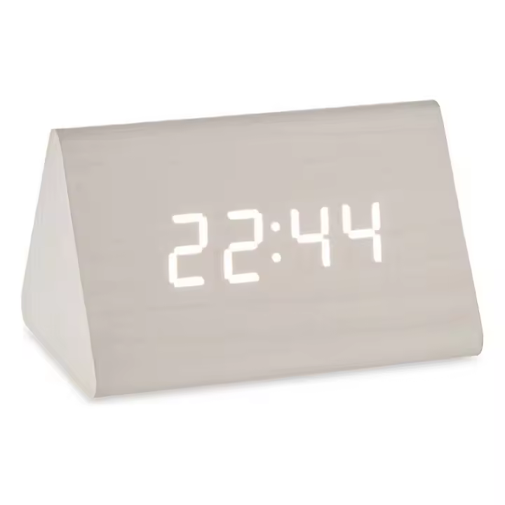 Reloj Sobremesa Color Blanco Digital Triangulo, MDF 11,7 X 7,5 X 8 cm - 1