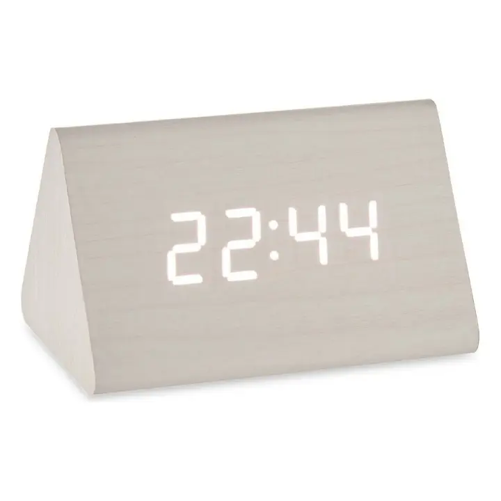 Reloj Sobremesa Color Blanco Digital Triangulo, MDF 11,7 X 7,5 X 8 cm - 1