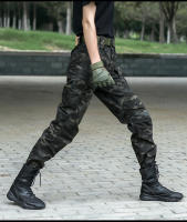 Pantalones Tácticos IX7 Para Hombre Marrones Caqui Pantalones De Camuflaje Para Entrenamiento Al Aire Libre Con Múltiples Bolsillos Para Otoño E Invierno - details 3