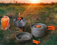 de Utensilios Cocina de Camping para Acampar al Aire Libre Juego de Utensilios de Cocina con Cuencos de Olla, Tetera, Sartén y Espátula para Mochileros Senderismo Picnic - details 5