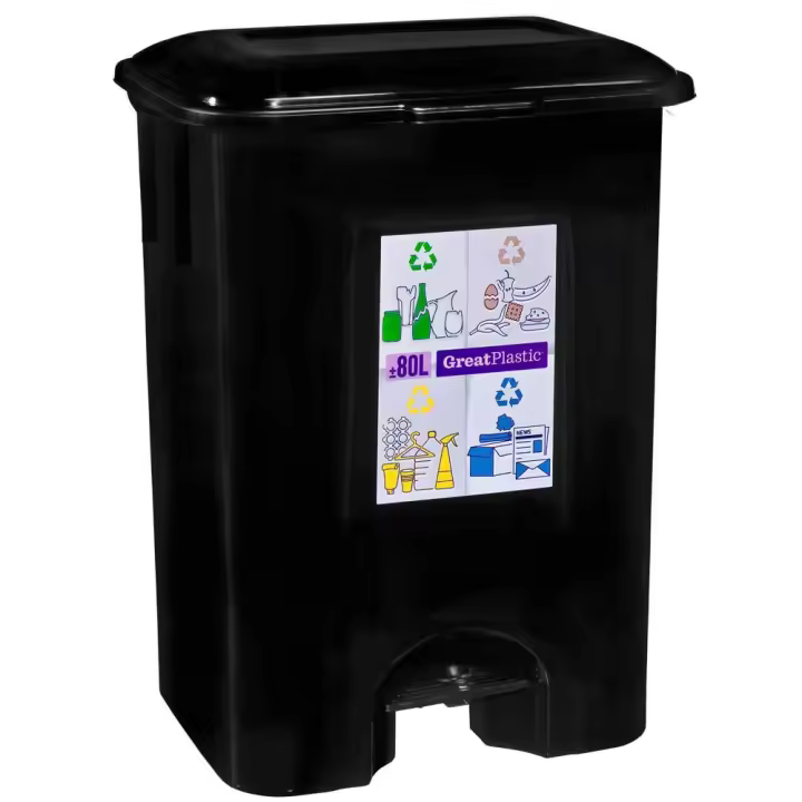 Cubo de Basura con Pedal Com-Fort House 80 Litros Negro - 1
