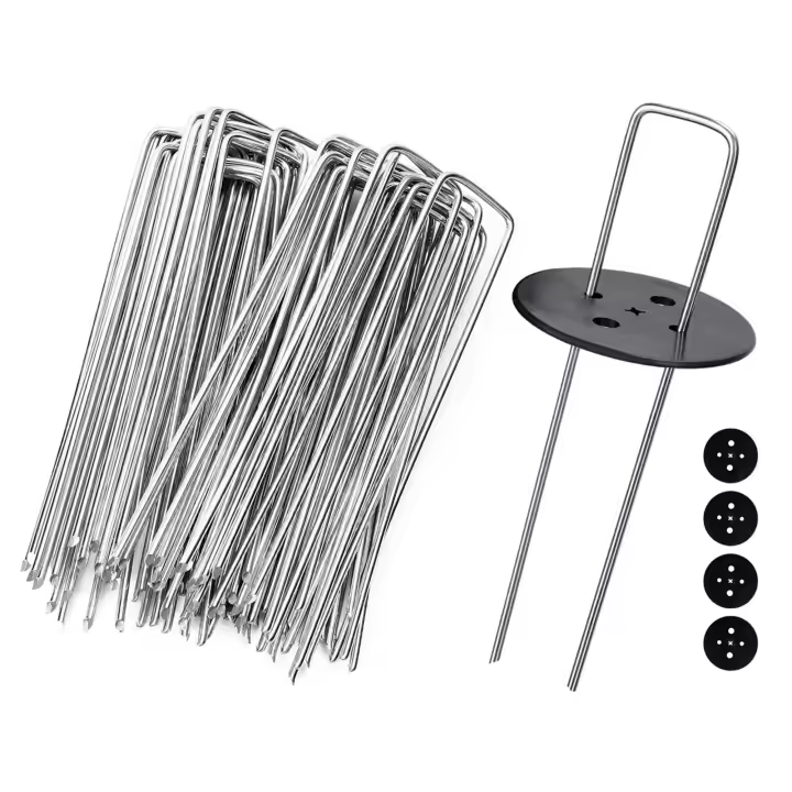 Clavos jardín. Piquetas de acero galvanizado para fijar mallas antihierbas o césped artificial en cualquier terreno de tierra. FLONATUR - 1