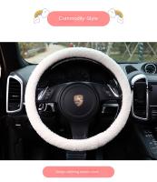Funda De Volante De Coche De Lana De Oveja Creativa Con Bordado De Peluche Cubierta De Manija Térmica Para Otoño E Invierno - details 6