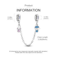 Nueva Cadena De Seguridad Platinada En Plata Con Encantos De Gato Rosa Luna Y Estrella De Silicona Para Pulseras Y Collares DIY Colorido - details 35
