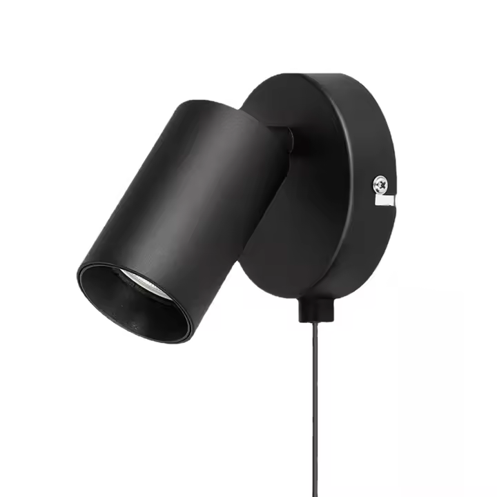 Foco de pared Lámpara de pared ajustable de 350 ° para interior Negra para Sala de estar, Escaleras, Pasillo (sin bombilla) - 1