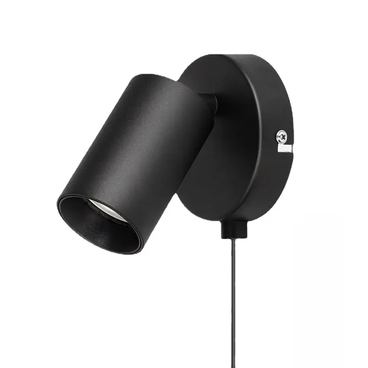 Aplique de comparación para interiores, ajustable a 350 °, color Negro, ideal para Salón, Escaleras y pasilos (sin bombilla). - 1