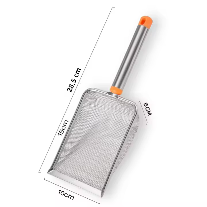 Shovel De Acero Inoxidable Con Mango Largo Para Caja De Arena De Gato Herramienta De Limpieza De Mascotas Tamaño Único - 1