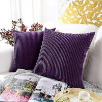 Dark Purple Striped Cushion and Pillow Cover Set of 2, Soft Corduroy Decorative Square Cushion Cover Cushion Covers Pillow Case, Home Decorations for - details 0