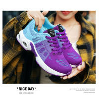 Zapatos Casuales Para Mujer Suela Antideslizante Transpirable De Encaje Y Malla Con Cordones Elásticos Antideslizantes Y Suaves Para Caminar - details 15