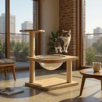 Rascador para gatos de madera con cama acrílica y poste de sisal – Diseño moderno y compacto Marca Cottecota - details 0