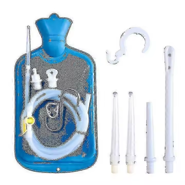 2 L Enema Bag Home Enema Kit with 3 Puntas de enema, Manguera de silicona de 60 pulgadasde largo, flujo de Agua controlable - 1