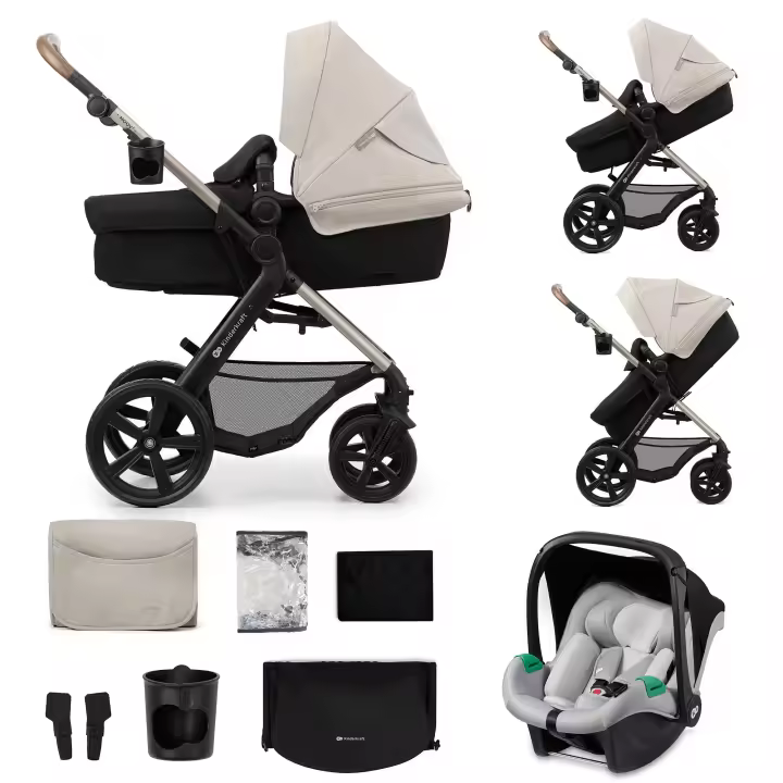 Kinderkraft MOOV2 Silla de Coche 3 en 1, EVA, Mink PRO I-Size, Sistema de Viaje, Cochecito para Bebé, Silla de Paseo, Plegable, para Recién Nacido, Desde el Nacimiento hasta los 3 Años - 1