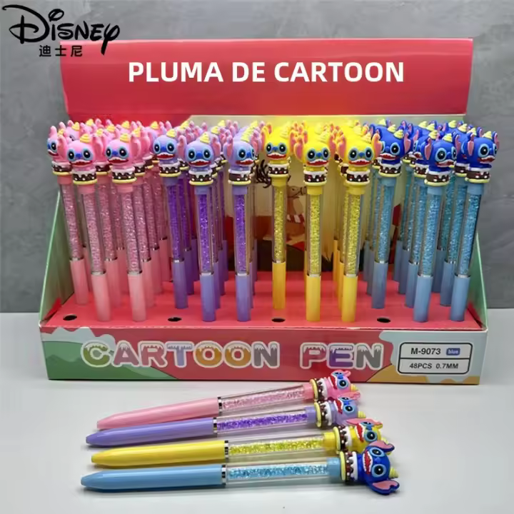 Bolígrafo De Punto De Lápiz Disney Stitch 12/48pcs Anime Lindo Diamante Color Lilo & Stitch 0.7mm Azul Para Estudiantes Regalo De Papelería - 1