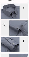 Camisa Negocios Para Hombre Color Sólido Moda Clásica Slim Fit Manga Larga Básica Casual Blanco Negro Azul Rojo Verde Ropa Social - details 3