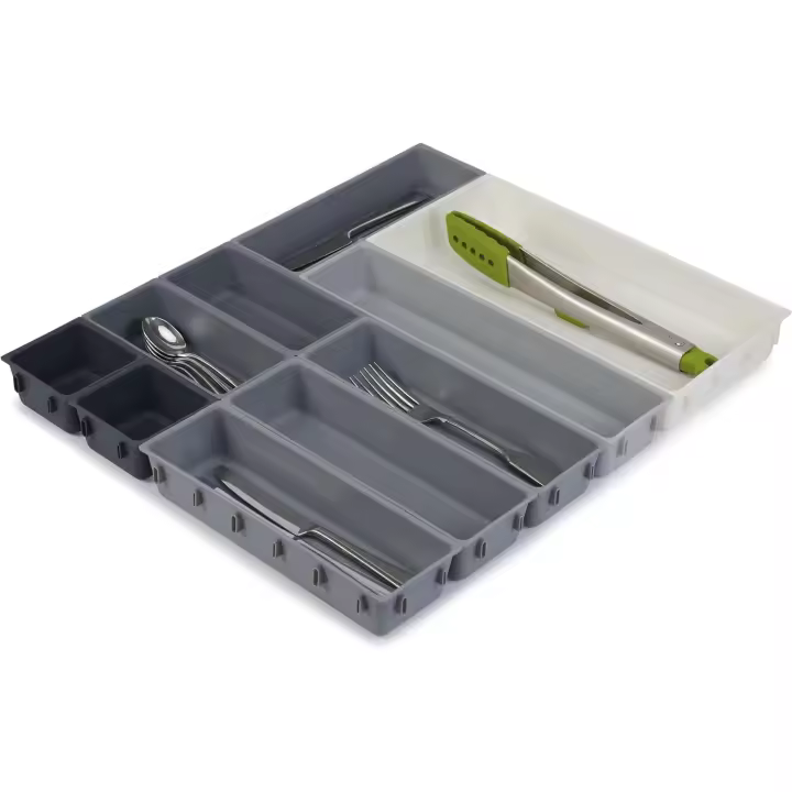Organizador de bandejas de almacenamiento de plástico Gris de 10 piezas, divisor de cubiletes - 1