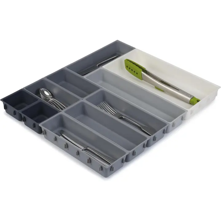 Organizador de bandejas de almacenamiento de plástico Gris de 10 piezas, divisor de cubiletes - 1