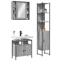 vidaXL Set de muebles baño 3 pzas madera contrachapada en color Roble ahumado/Negro/Gris sonoma | almacenamiento funcional diseño moderno para baño dormitorio sala - details 2