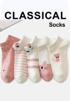 Calcetines Casuales Para Mujer Con Patrón De Gato De Dibujos Animados 5 Pares Comodidad Transpirabilidad Ligeros Y Moda - details 0