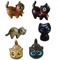 Mini Adornos De Gato Lindo Figuras De Madera Carved a Mano Para Escritorio Decoración Estilo Pastoral Tema Animal Sin Personalizar - details 0