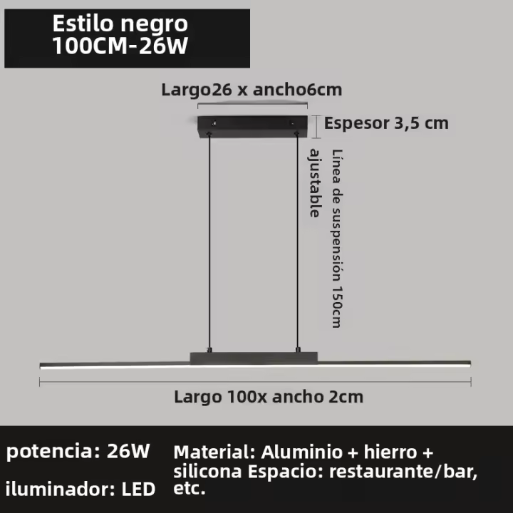 Lámpara Colgante Moderna Y Sencilla Para Comedor Cocina Y Sala De Estar Iluminación LED Ajustable Incluye Bombillas Decoración De Hogar - 1