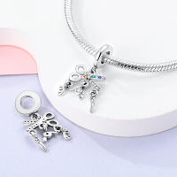 Colgante De Serie Trabajo Y Carrera En Color Plata Para Pulsera Pandora DIY Joyería Para Mujer Zirconia Metálica De Plata - details 74
