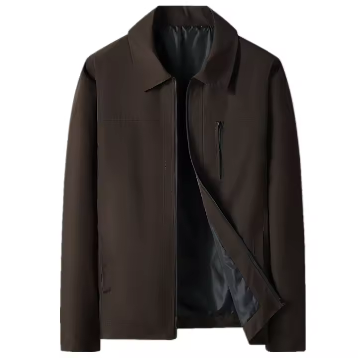 Chaqueta De Negocios Casual Para Hombre Cierre De Zipper Delgado Primavera Otoño Estilo Sencillo Solido Moda Chaqueta Maleza - 1