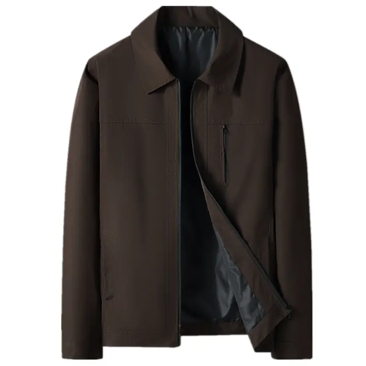 Chaqueta De Negocios Casual Para Hombre Cierre De Zipper Delgado Primavera Otoño Estilo Sencillo Solido Moda Chaqueta Maleza - 1