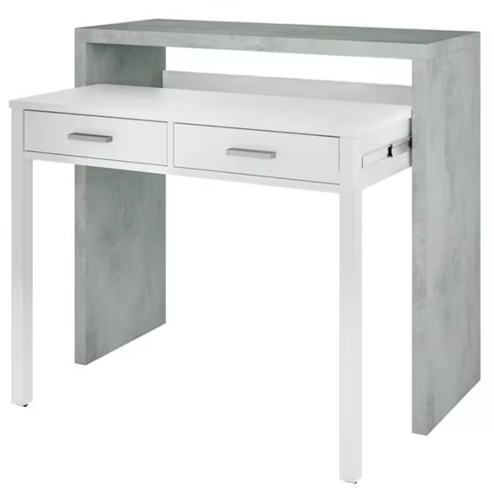 CAMA EXPRESS Consola escritorio en color roble canadian y blanco artik - 1