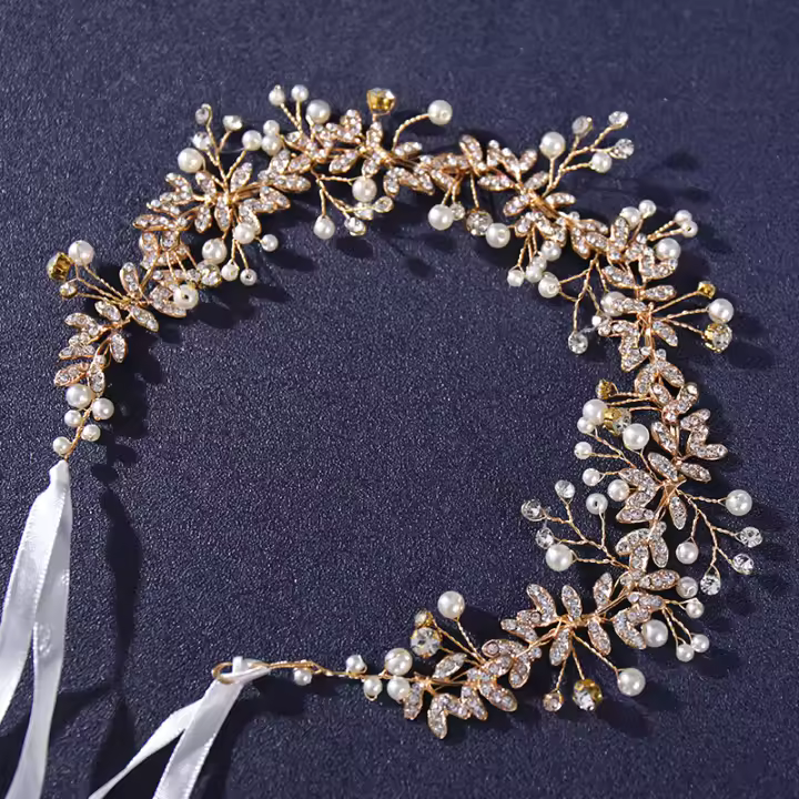 Diadema De Boda Hecha a Mano Con Flores De Cristal Accesorios Para El Cabello Para Mujeres Adorno De Cabeza De Novia - 1