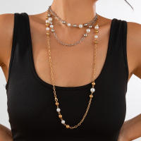 Collar Largo Ajustable Con Perlas Minimalistas Y Cuentas CCB Para Mujer IngeSight.Z Joyería De Calle Estilo Punk Adorno Para Fiesta - details 0