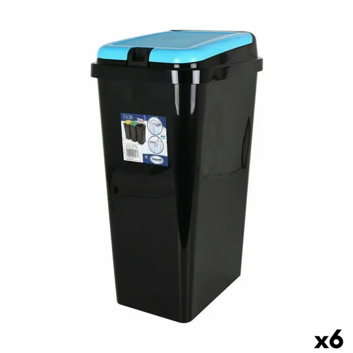 Cubo para la Basura Tontarelli Bido Azul Negro 45 L Rectangular 40 x 29 x 65 cm (6 Unidades) - 1