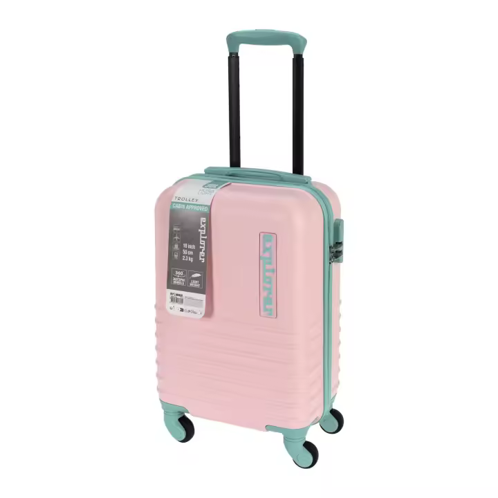 Well Home Maleta en abs 4 ruedas color menta y rosa 33,5x22x53cm - 1